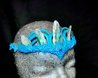 Abalone Glow Tiara - handsculpted Merfolk Tiara with real Seashell - OOAK