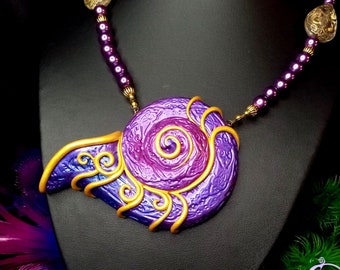 Royal Amethyst Shell - unique Merfolk Necklace - Mermaid Jewelry - OOAK