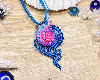 Neon Abyss Amulet - handmade Merfolk Necklace - OOAK
