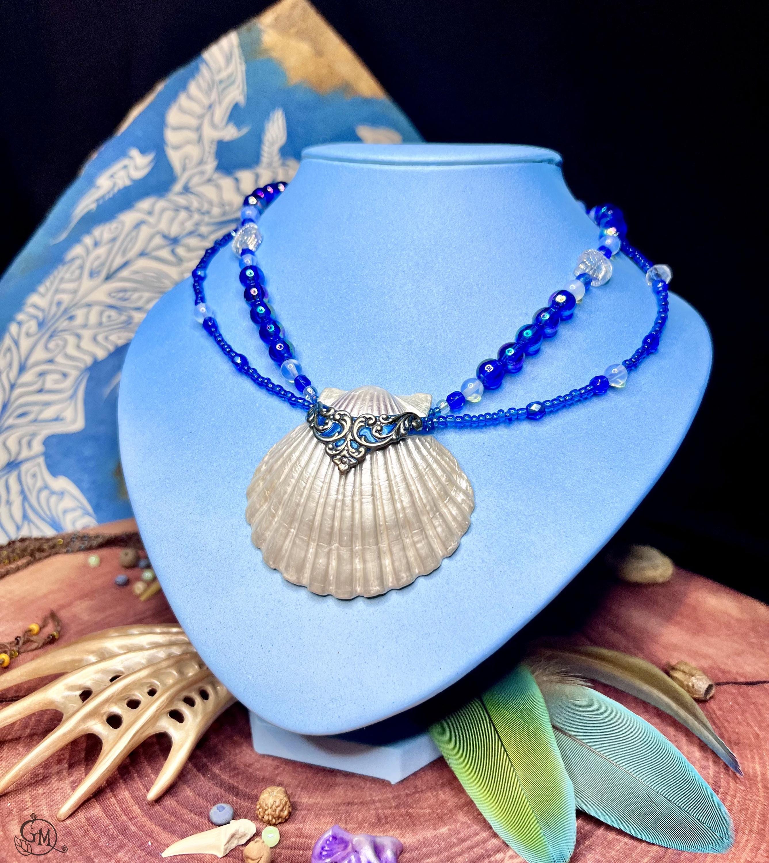 Waveborn Amulet - Merfolk Necklace With Real Seashell - OOAK - Etsy