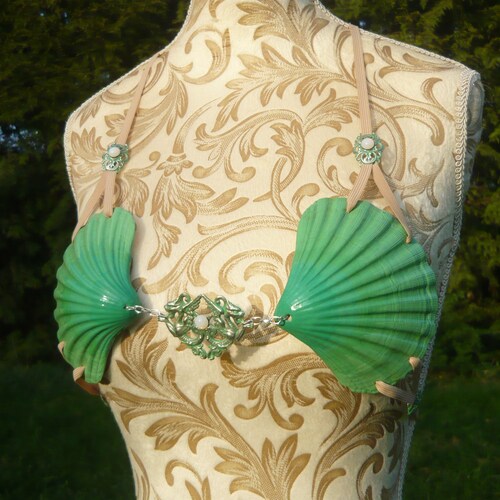 Seafoam Siren - glamorous Mermaid Bikini made from real Scallops - shops 