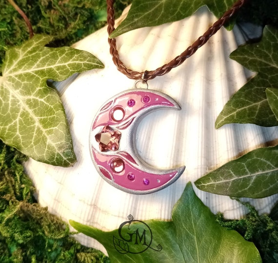 Raspberry Stars Handmade Moon Pendant Moon Amulet - Etsy