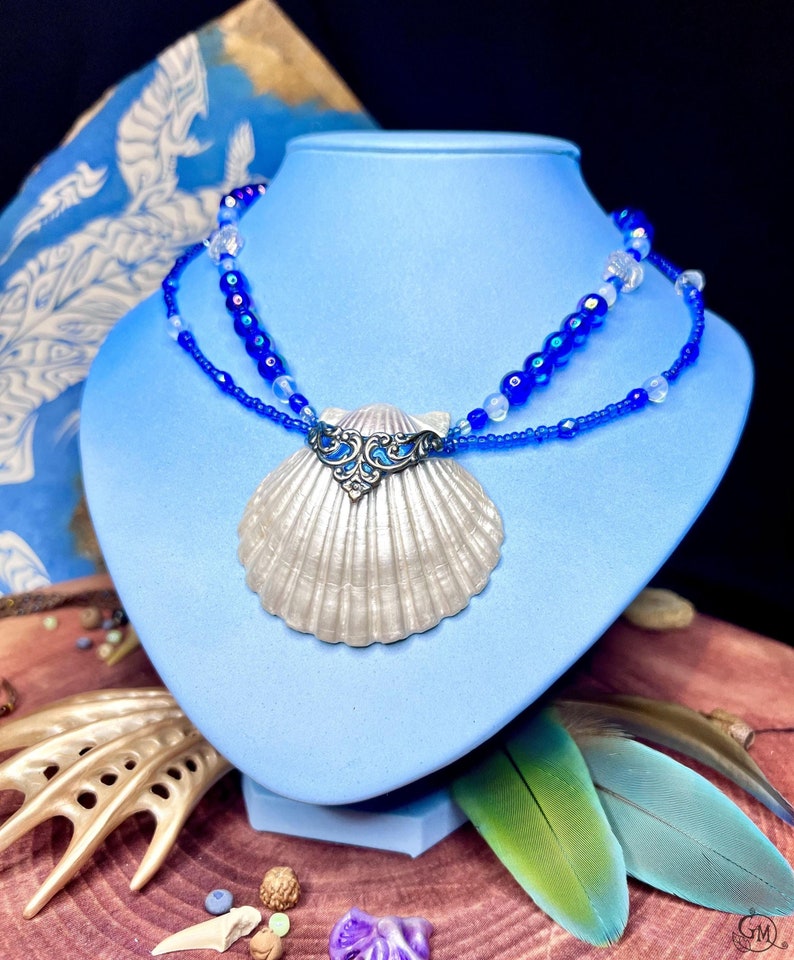 Waveborn Amulet - Merfolk Necklace With Real Seashell - OOAK - Etsy