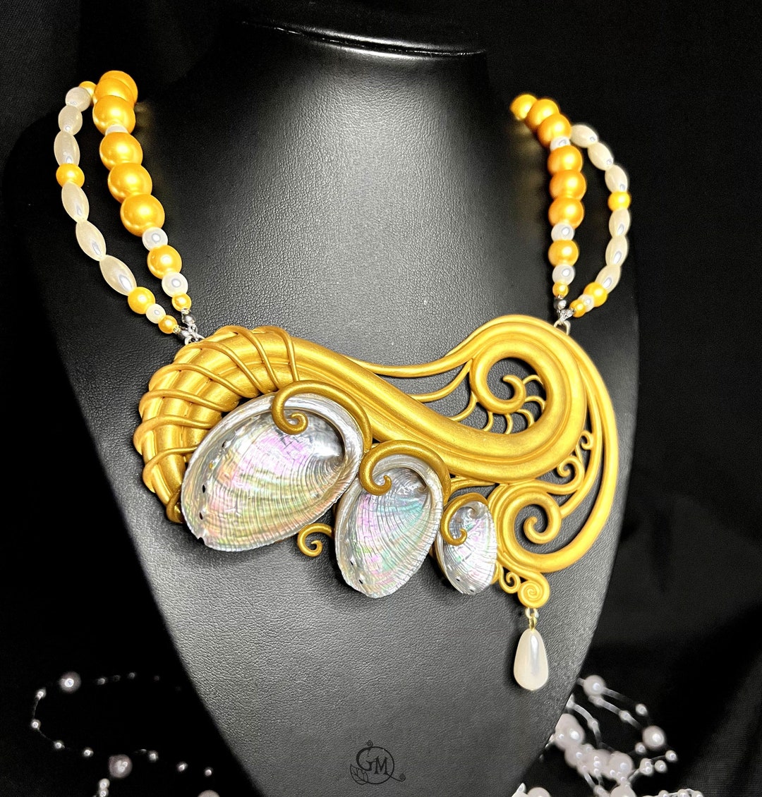 Treasure of the Golden Sea - Unique Merfolk Necklace With Real Abalone ...