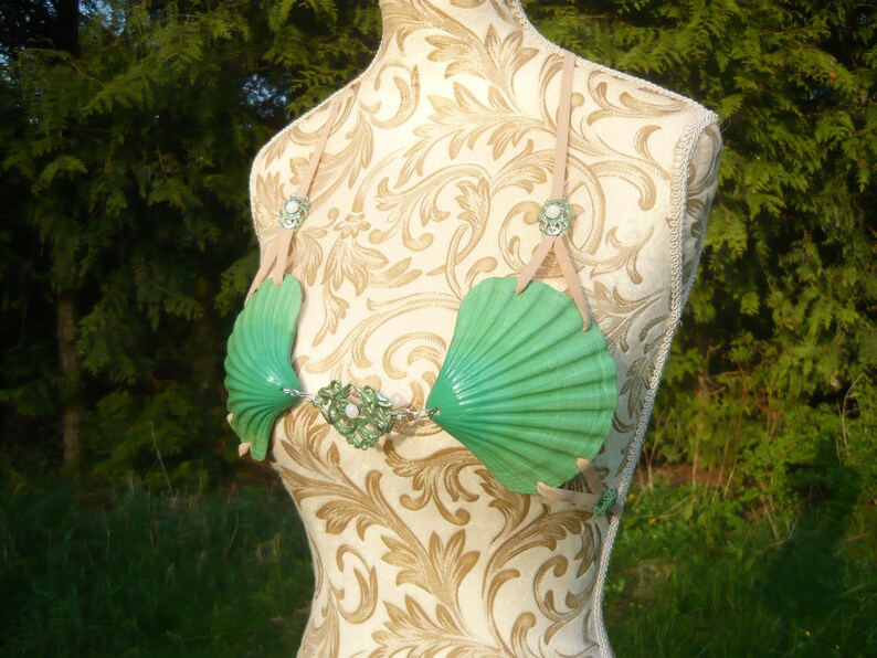 Seafoam Siren - glamorous Mermaid Bikini made from real Scallops - shops 