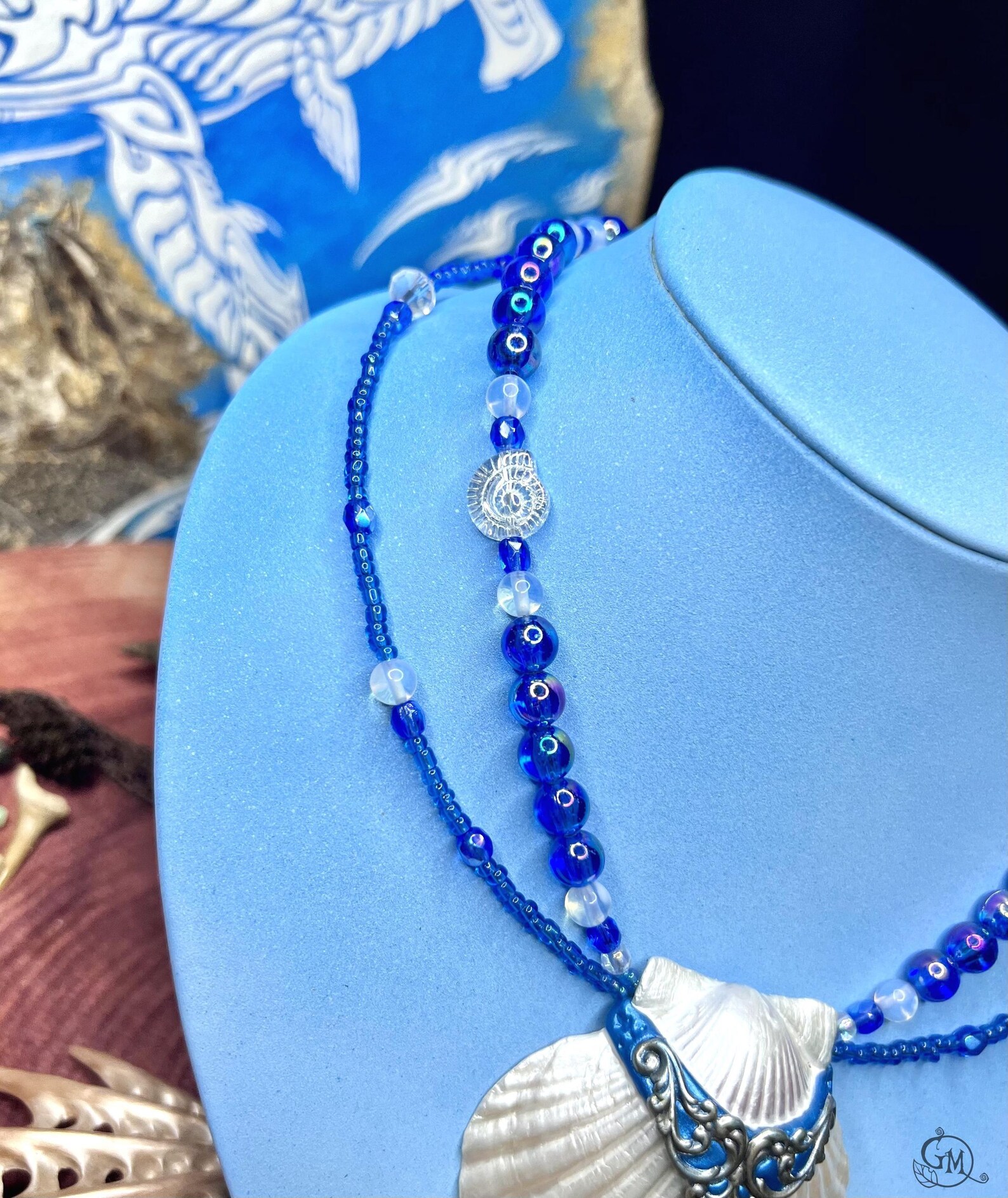 Waveborn Amulet - Merfolk Necklace With Real Seashell - OOAK - Etsy