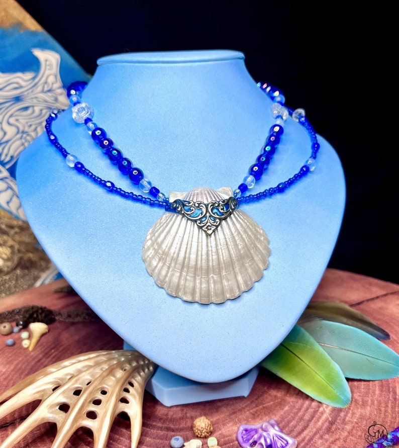 Waveborn Amulet - Merfolk Necklace With Real Seashell - OOAK - Etsy