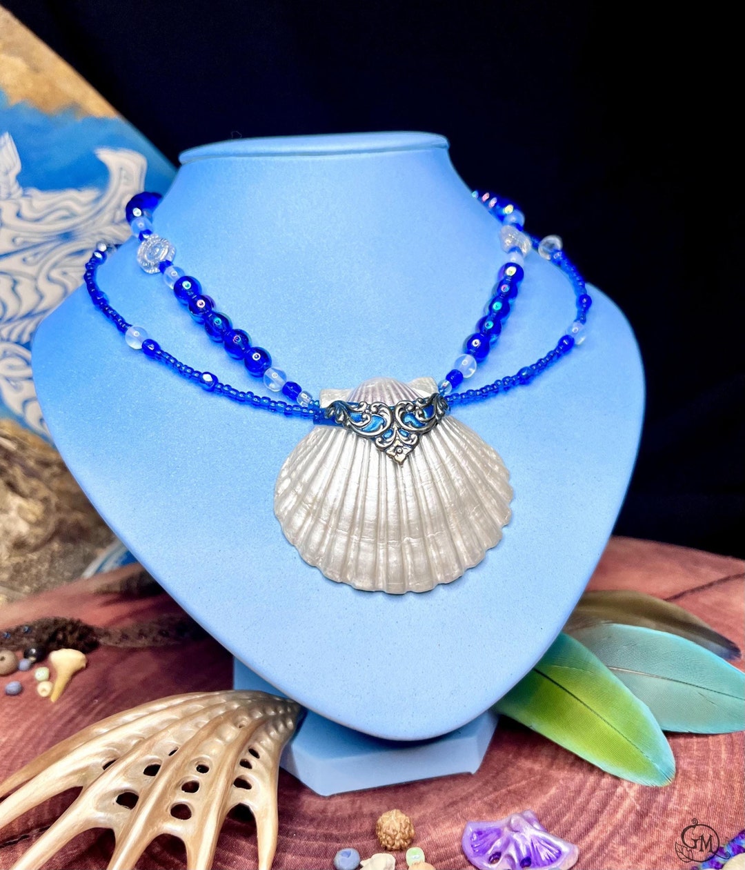 Waveborn Amulet - Merfolk Necklace With Real Seashell - OOAK - Etsy