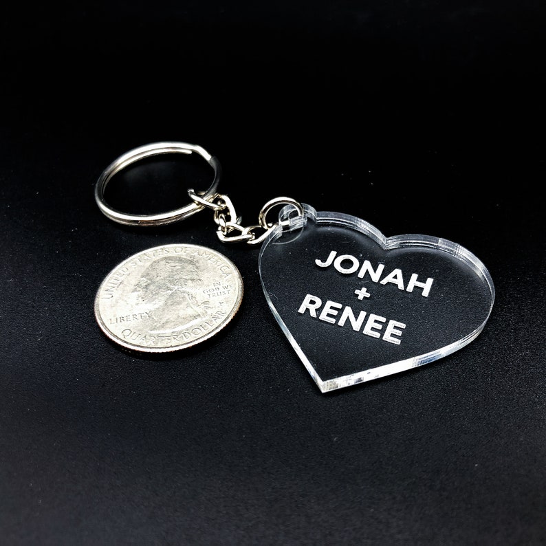 Personalized Heart Keychain Acrylic Keychain | Etsy