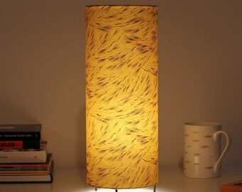 Paper table lamp, Paper lamp mustard japanese, Yellow table lamp, Japanese lamp, Japanese table lamp, Japanese lighting, Japanese lampshade