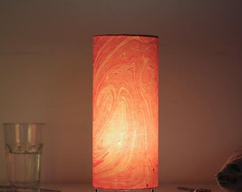 Pink table lamp, marbled lamp, marbling table lamps, oil painting lamp, bedside lamp, bedside table light, pink hand painted lamp, pink lamp
