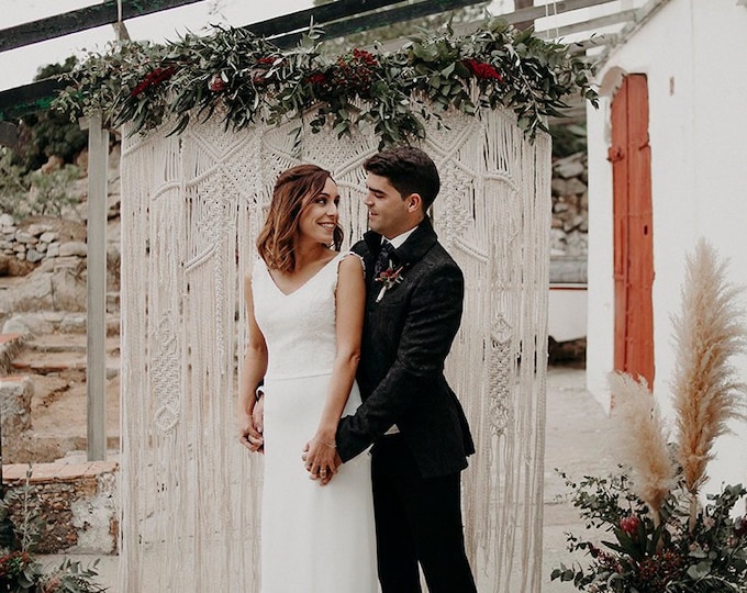 Wedding Macrame backdrop, Macrame Wedding Arch, Boho wedding, Wedding Backdrop Curtain, Boho Decor, Wedding decor, Backdrop curtain wedding