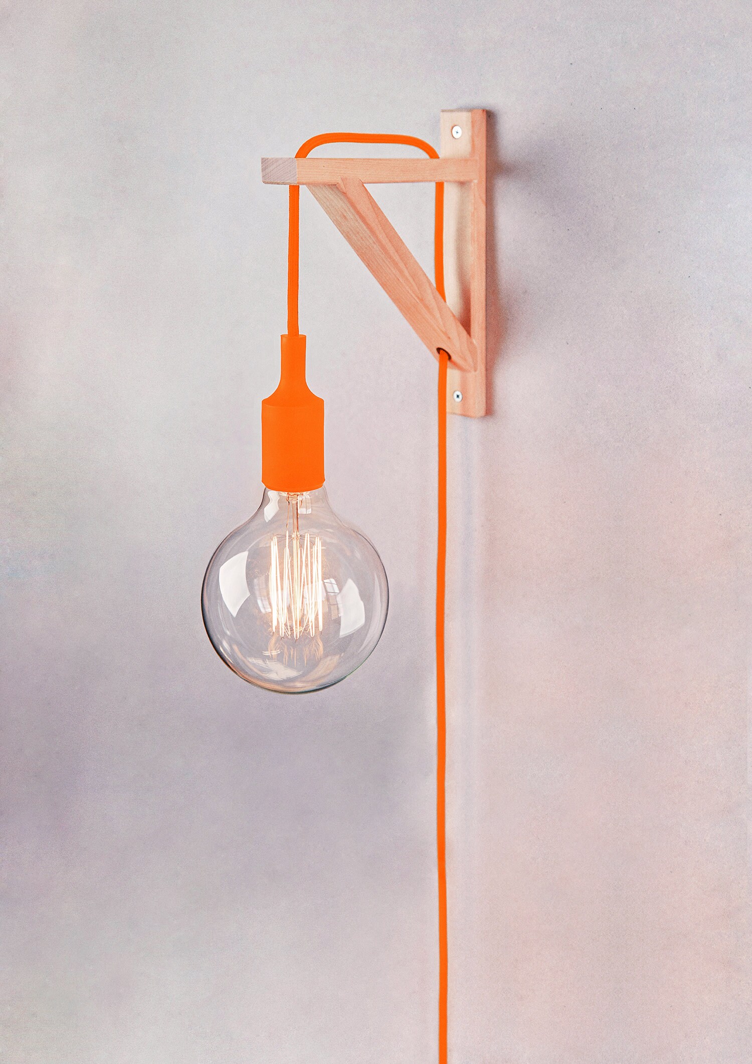 Wall lamp Plug in wall light 2 m Wall sconce FLUOR ORANGE Plug