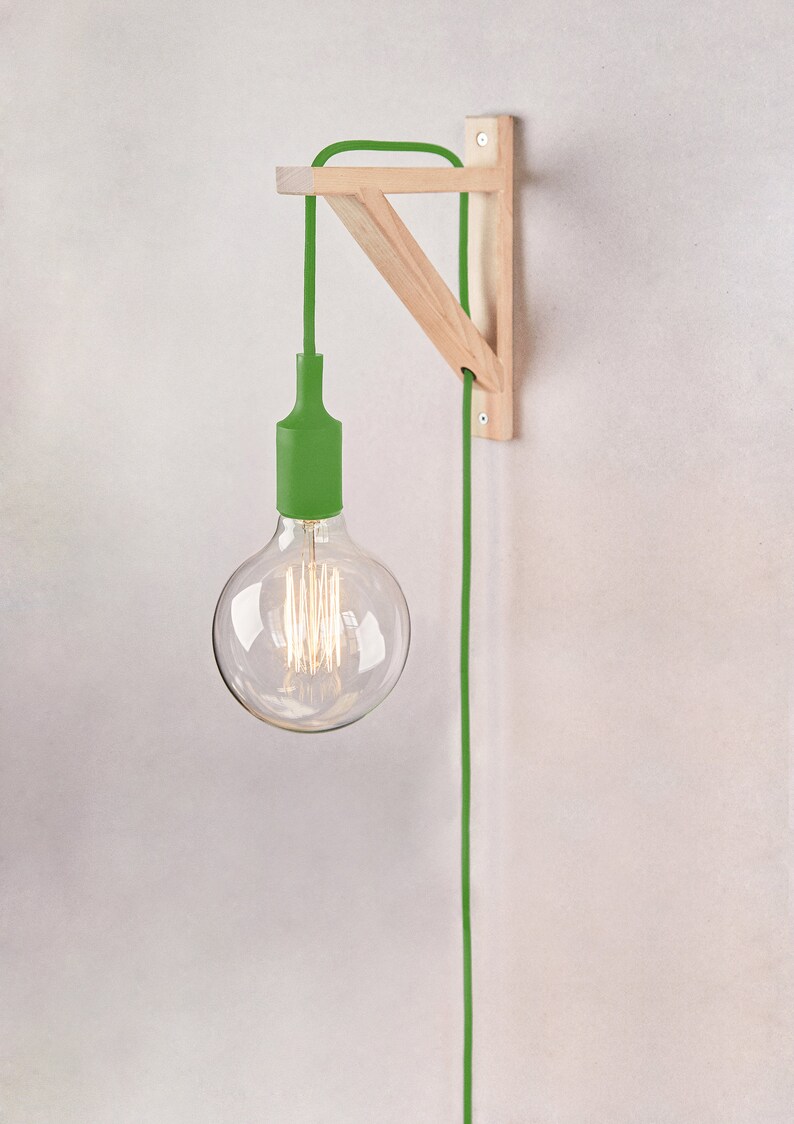 Plug in wall sconce GREEN Dublin 3m Wall lamp plug in Plug Etsy