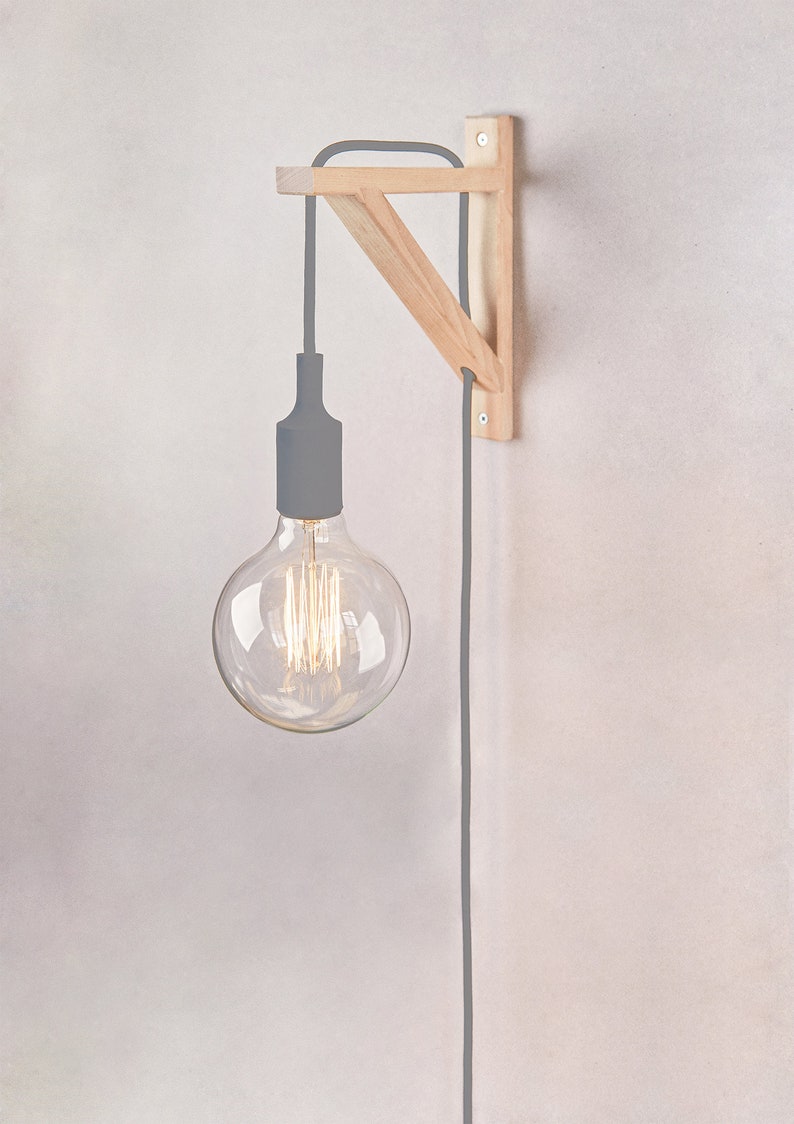 Wall Sconce Plug In Light Nordic Lamp Wooden Bracket