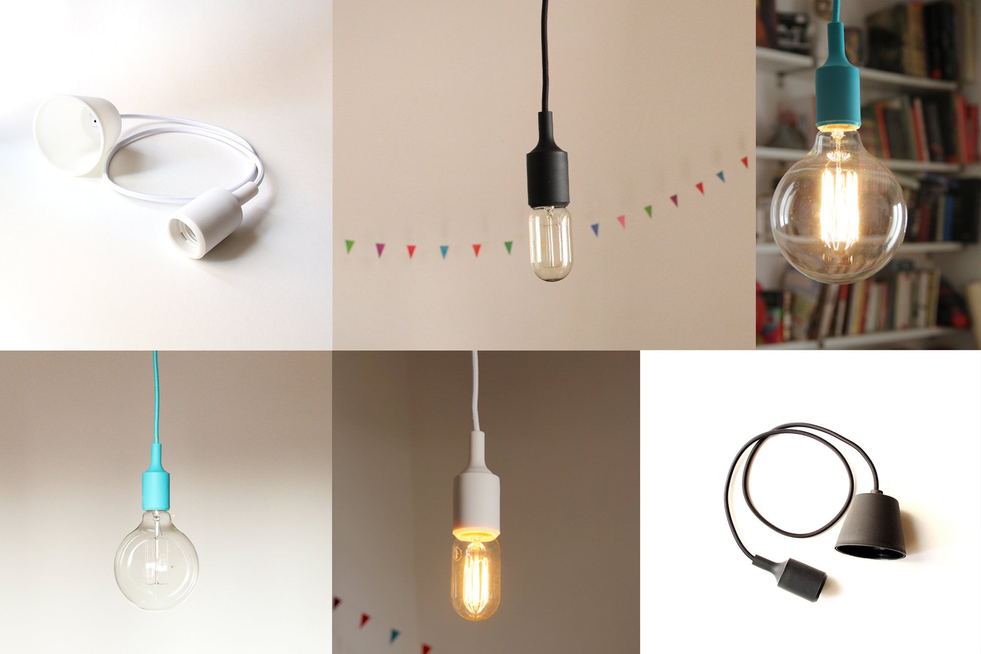 Pendant Lamp Fabric Cord Silicone Socket And A Rosette Hanging