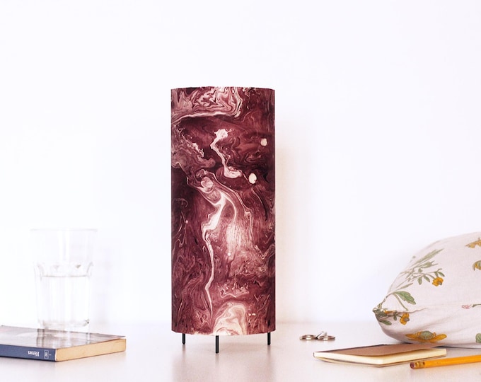 Purple table lamp, marbled lamp, marbling lamps, oil painting lamp, bedside lamp, bedside table light, purple hand painted lamp, purple lamp
