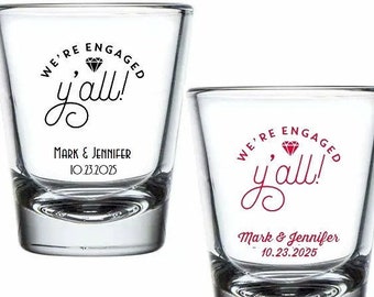 24+ Personalized Shot Glass Engagement Favors, We Are Engaged Y All, Custom Fluted Shot Glasses Engagement Party Favors & Gifts