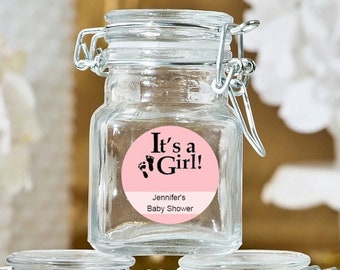 12+ Apothecary Glass Jar Baby Shower Favors, Personalized It's A Girl Stickers, Treat Jars, Baby Shower Party Favors Candy ApothecaryJars