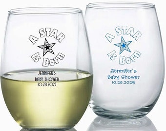 24+ A Star Is Born Baby Shower Wine Glasses, Personalized Stemless Wine Glass, Baby Shower Party Custom Wine Glas Favors