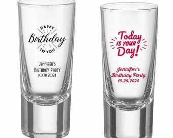 24+ Personalized Birthday Shot Glasses, Custom Tall Shooter Glass, Mileston Birthday Favor & Gift Ideas, Birthday Party Shot Glasses