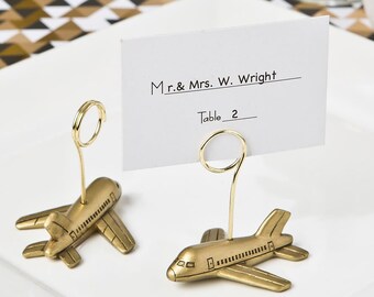 Airplane Place Card Holders, Seating Card Photo Holder, Travel & Desination Party Decorations, Airplane Theme Placecard Holder