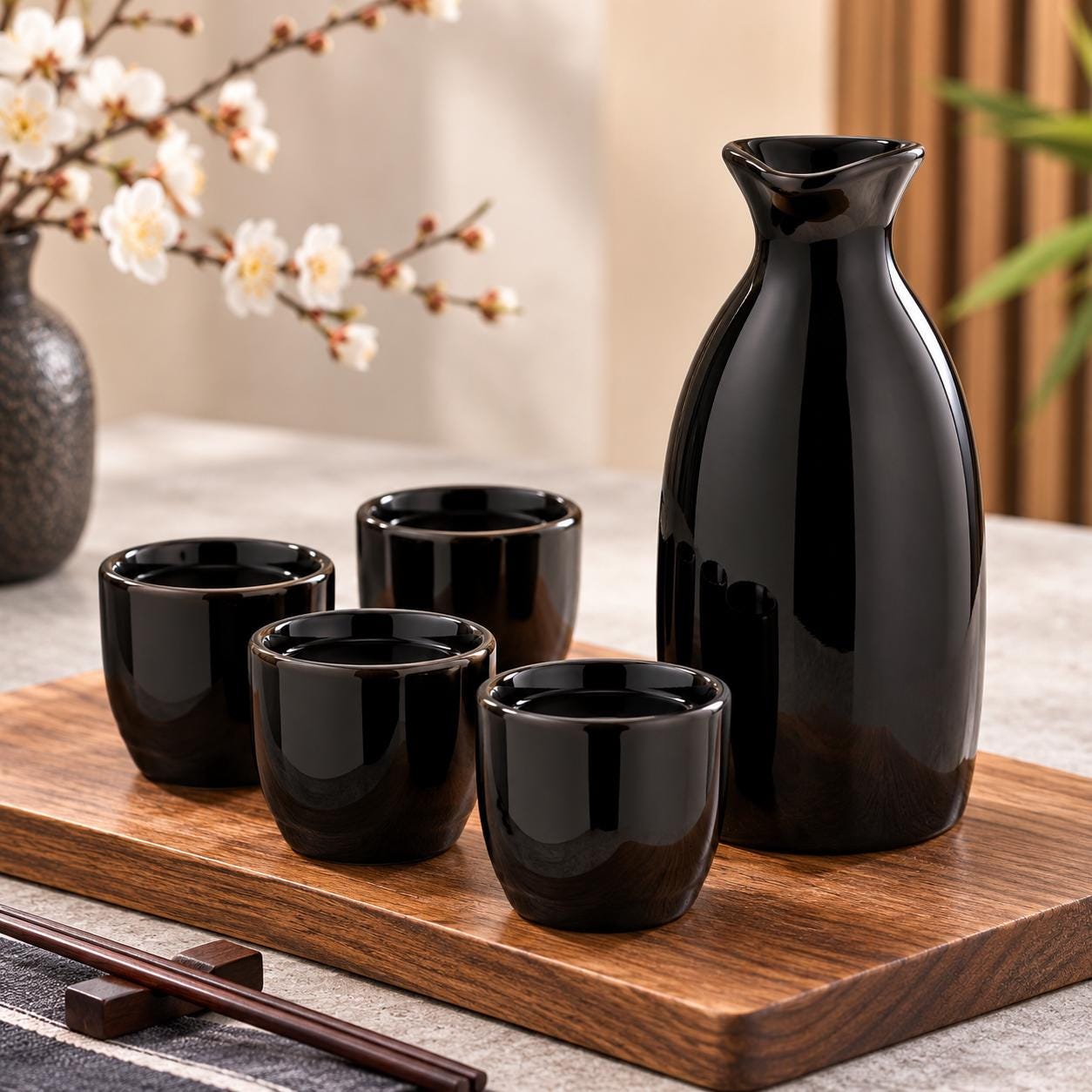 Sake Set Black - Etsy