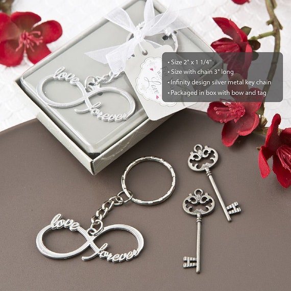 Infinity Silver Key Chain Favors Bridal Shower Party Wedding