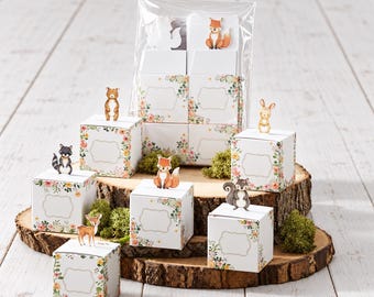 Woodland Baby Shower Party Favor Box (Set of 24): Includes 6 Different Animal Designs