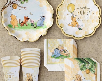 Honey Bear Baby Shower Party Tableware Set 78 Piece (16 Guests): Paper Plates, Napkins & Cups  Winnie the Pooh