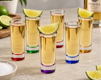 Shooter Glasses Assorted Color Set of 6, Tequila Shot Glass, Party Shots Barware Gift