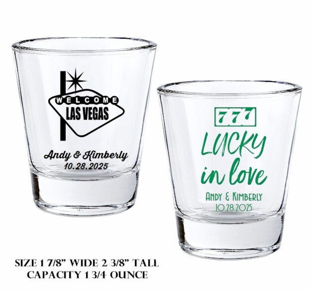 24 Personalized Shot Glass Las Vegas Favors, Custom Shot Glass Guest