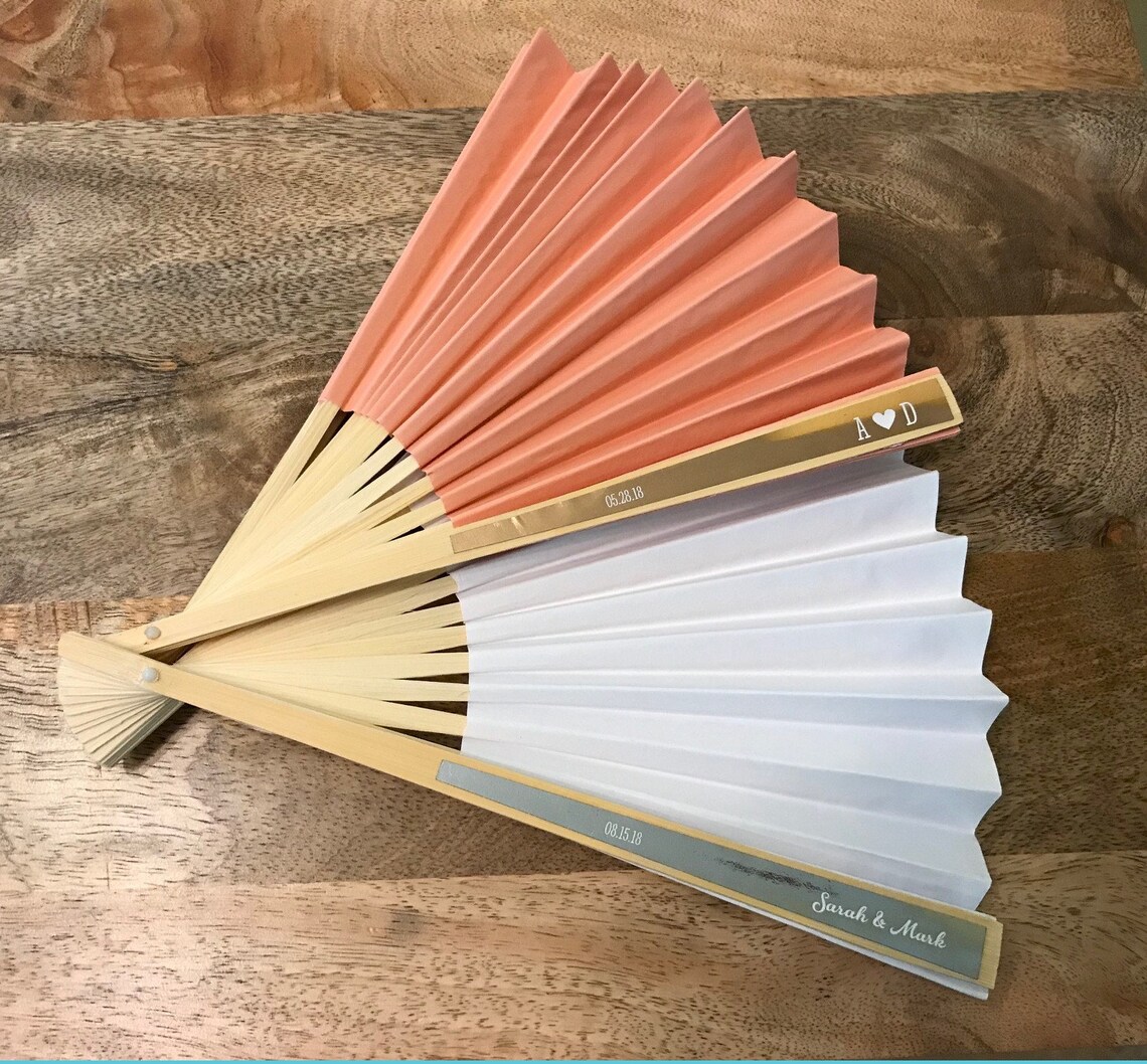 36 Personalized Wedding Fans Paper Fans with Metallic Foil Etsy