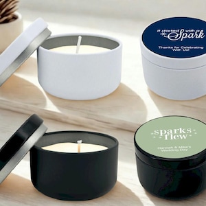 Personalized Lavender Scented Travel Candle Tin: Custom Wedding Wedding Theme Stickers