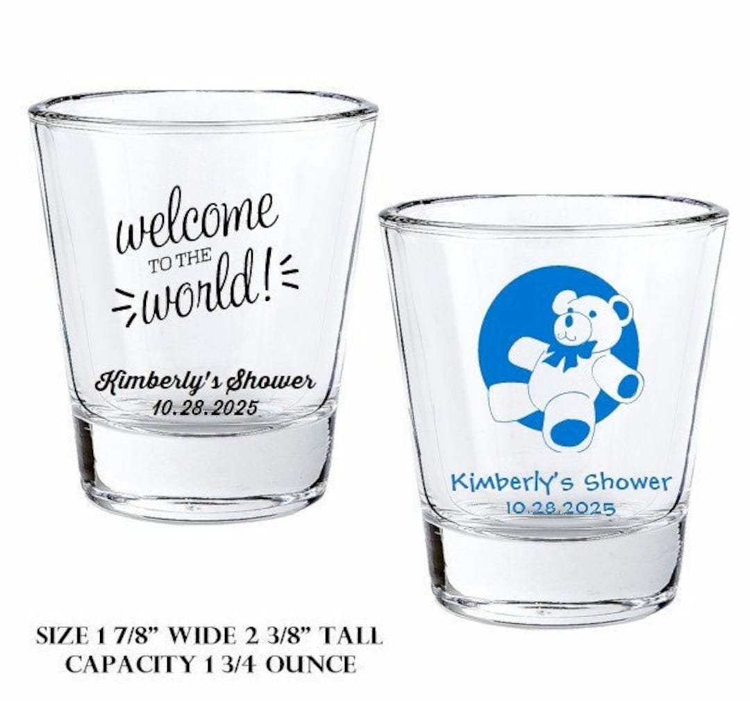 24 Personalized Shot Glass Baby Shower Favors Custom Shot Etsy