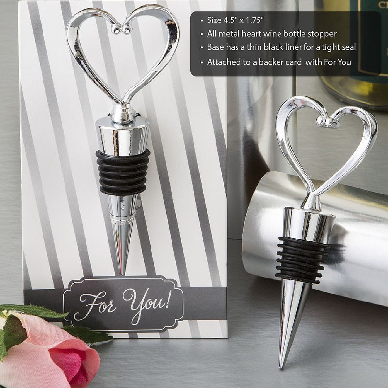 Silver Heart Wine Bottle Stoppers Heart Wine Stopper Wedding Etsy