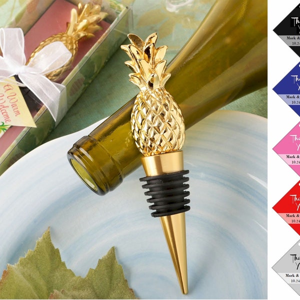 Pineapple Wine Bottle Stoppers,  Barware Gifts, Wedding  Party Favors,  Tropical Beach Gold Pinepple Bottle Stoppers