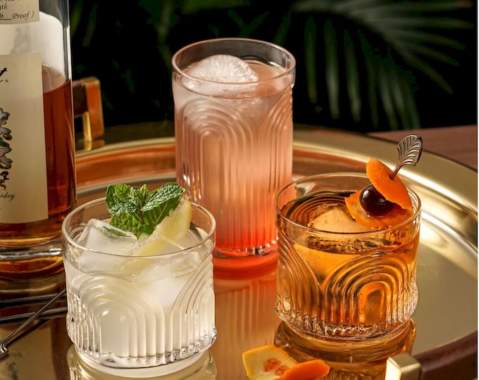 Art Deco Style Cocktail Glasses (Set of 4): Retro Cocktail Glassware