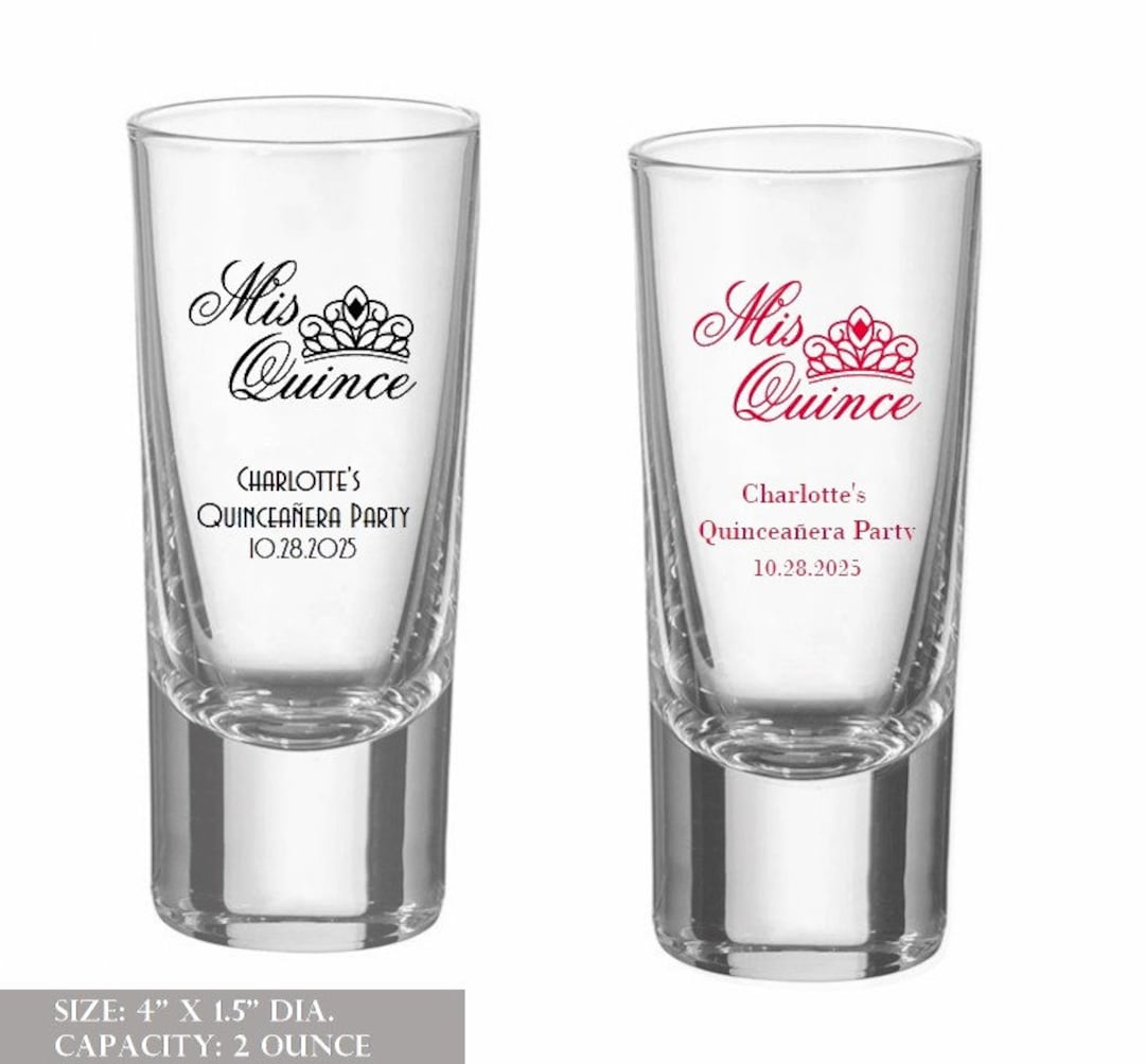 24 Personalized Shot Glass Quinceanera Favors, Custom Shot Glasses Mis