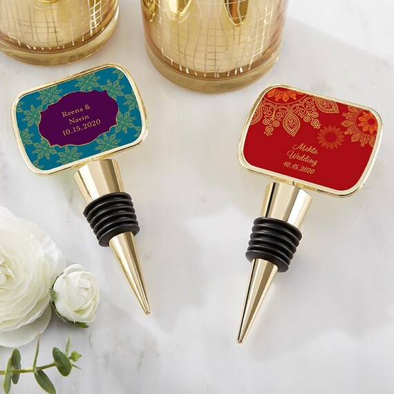 25 Personalized Wine Stoppers Indian Wedding Favors Indian Etsy