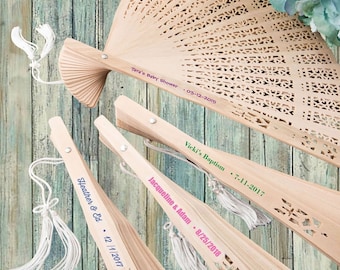 24+ Personalized Sandlewood Wedding Favors, Custom Folding Fans, Bridal Shower Wedding Fans