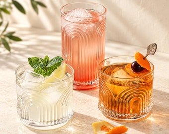 Art Deco Style Cocktail Glasses (Set of 4): Retro Cocktail Glassware