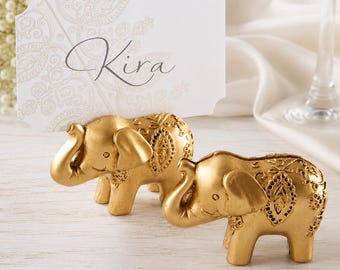 Gold Elephant Place Card Holders: Indian Theme Wedding Table Decor - Set of 6