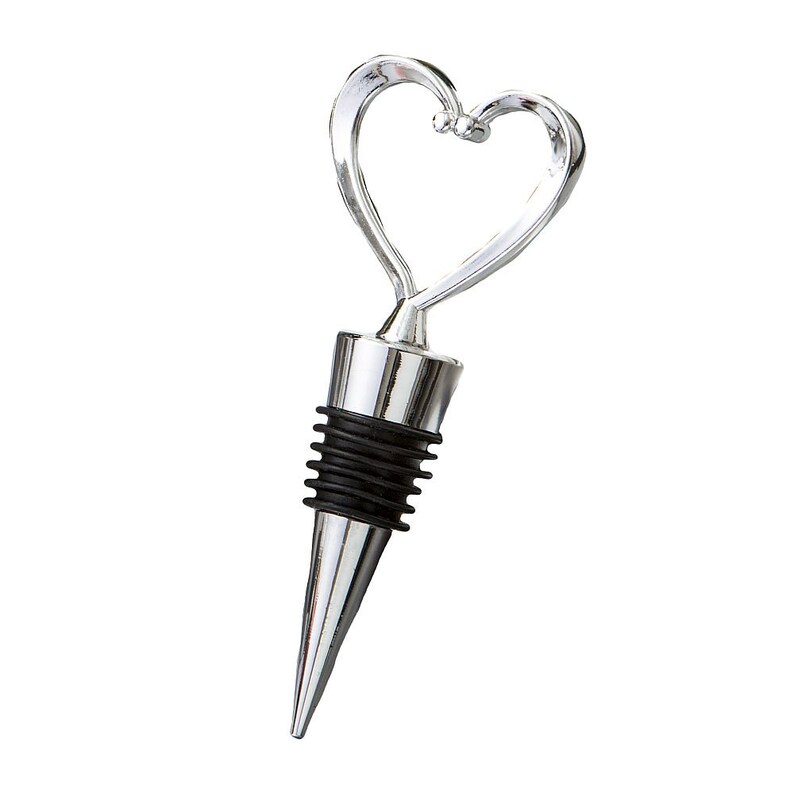 Silver Heart Wine Bottle Stoppers Heart Wine Stopper Wedding Etsy