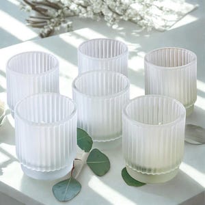 Frosted Glass Votive Candle Holder Set of 6, Candle Holder Center Piece, Frosted Glass Tealight Holder, Wending Reception Table Candle Decor