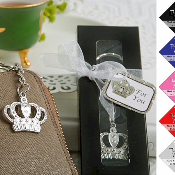 Royal Crown Key Chain with Gift Box, Silver Metal Key Ring, Baby Shower, Sweet 16, Crown Keychain Party Favors