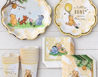 Honey Bear Baby Shower Party Tableware Set 78 Piece (16 Guests): Paper Plates, Napkins & Cups  Winnie the Pooh