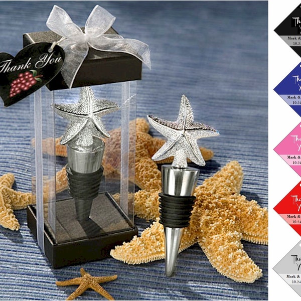 Starfish Wine Bottle Stoppers, Beach Wedding Favors, Wine Stopper Wedding Reception Party Favors