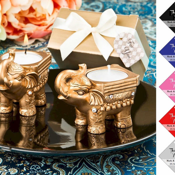 Lucky Elephant Gold Tea Light Holder, Deepavali Candle Favor, Wedding Party  Favors, Elephant Candle Holder