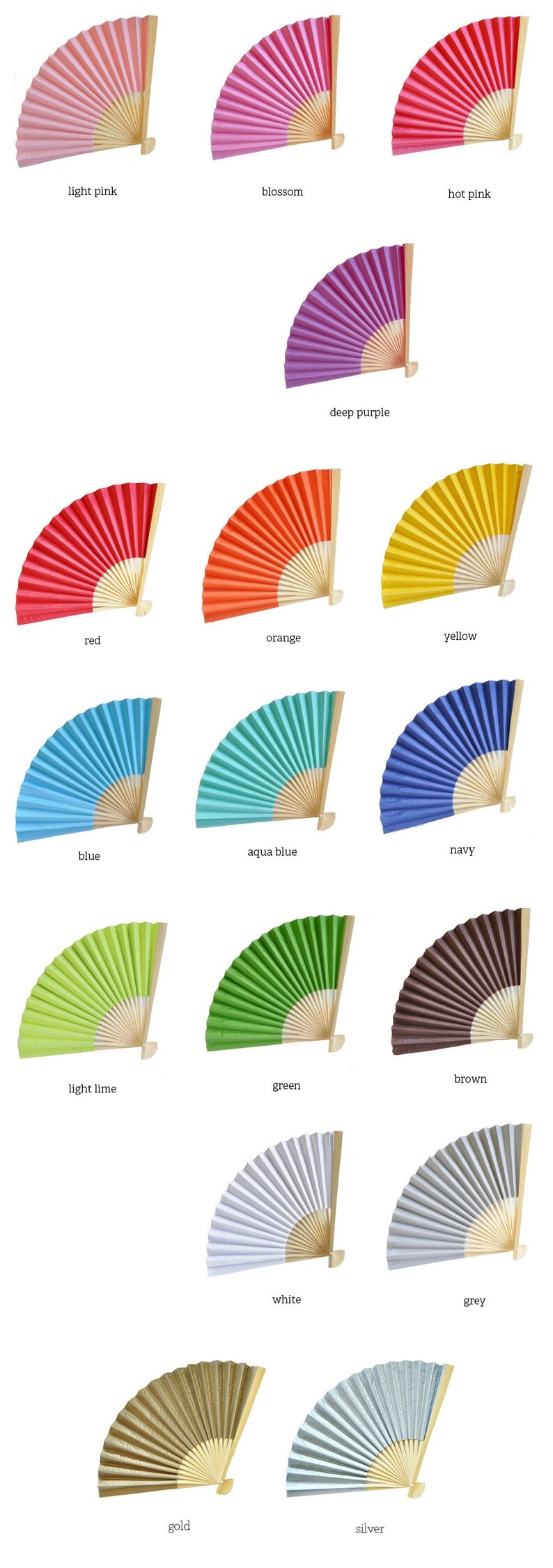 Personalized Colored Paper Fans Wedding Fan Hand Fans Etsy